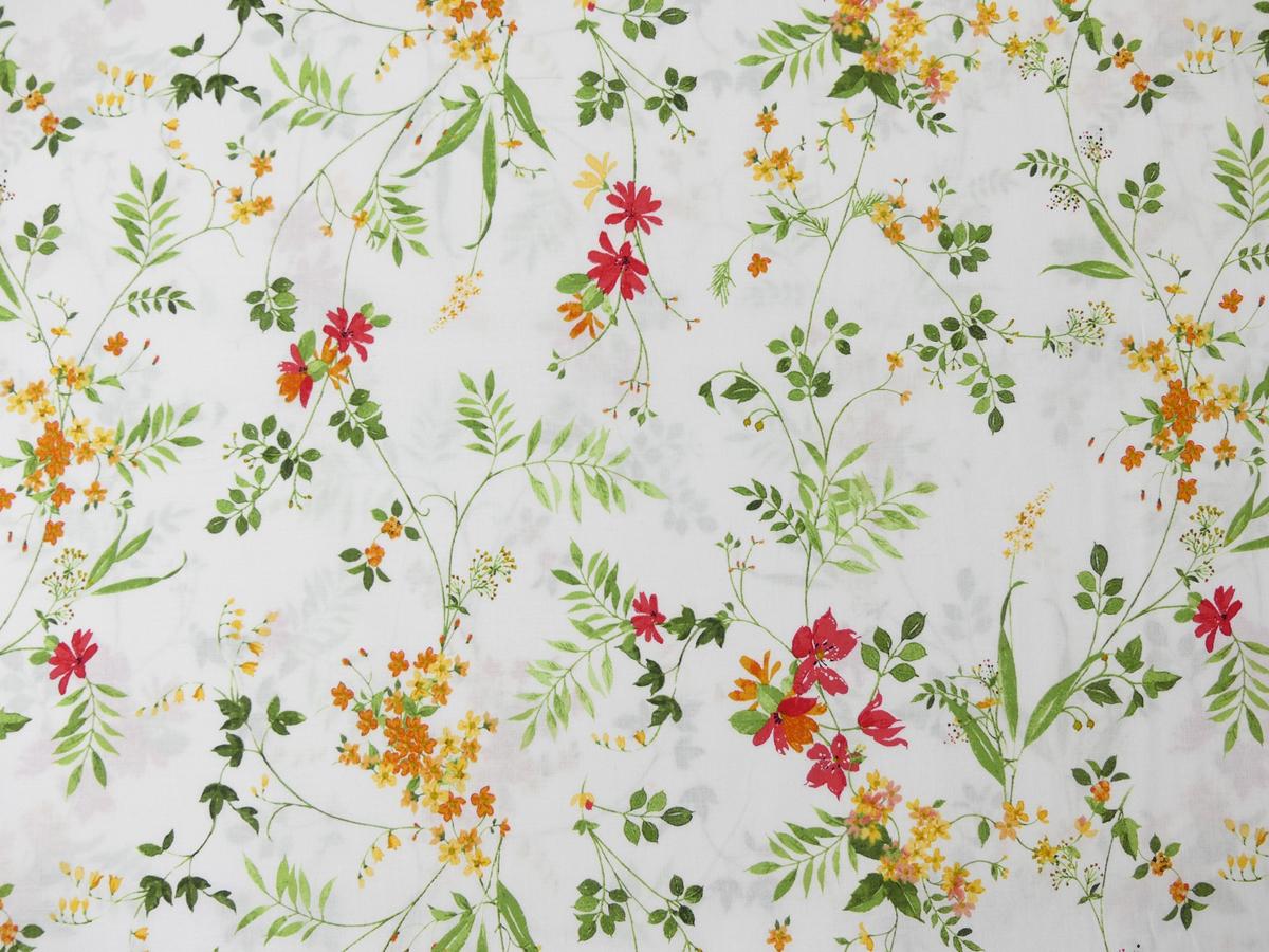 Patchworkstoff Clothworks Kollektion Flowershop filigrane Blumen rot mit weißem Untergrund